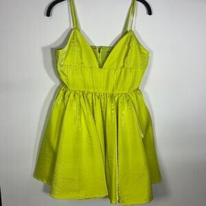 Runaway The Label Neon Lime Satin Mini Dress Corset Fit Flare M AU10 US6